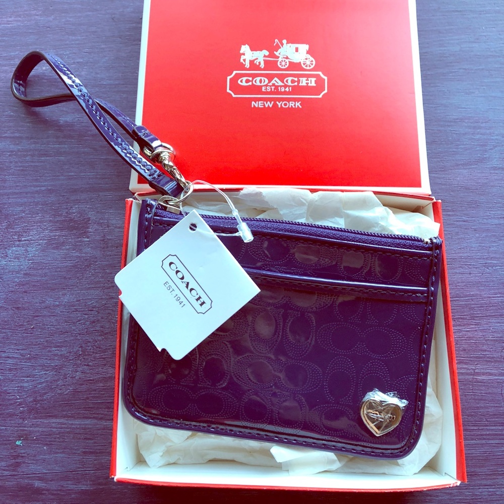New! Navy Coach Mini ID Skinny Card Holder